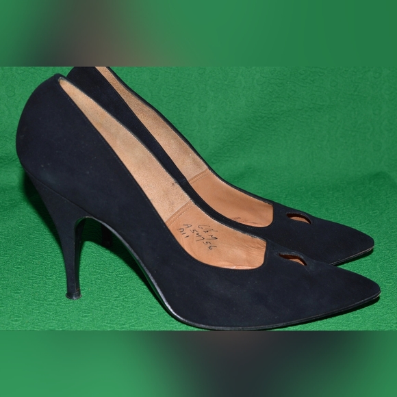 Vintage Shoes Black Suede by ANDREW GELLER  1950s - Picture 4 of 8